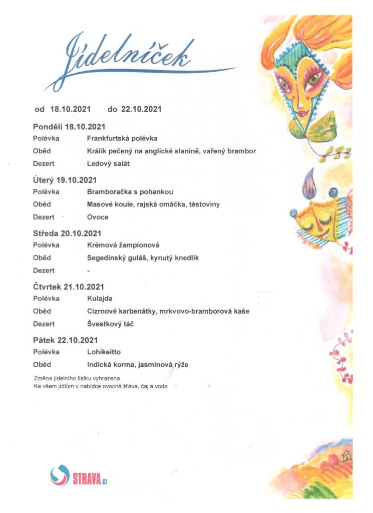 Jídelníček od 18. 10.